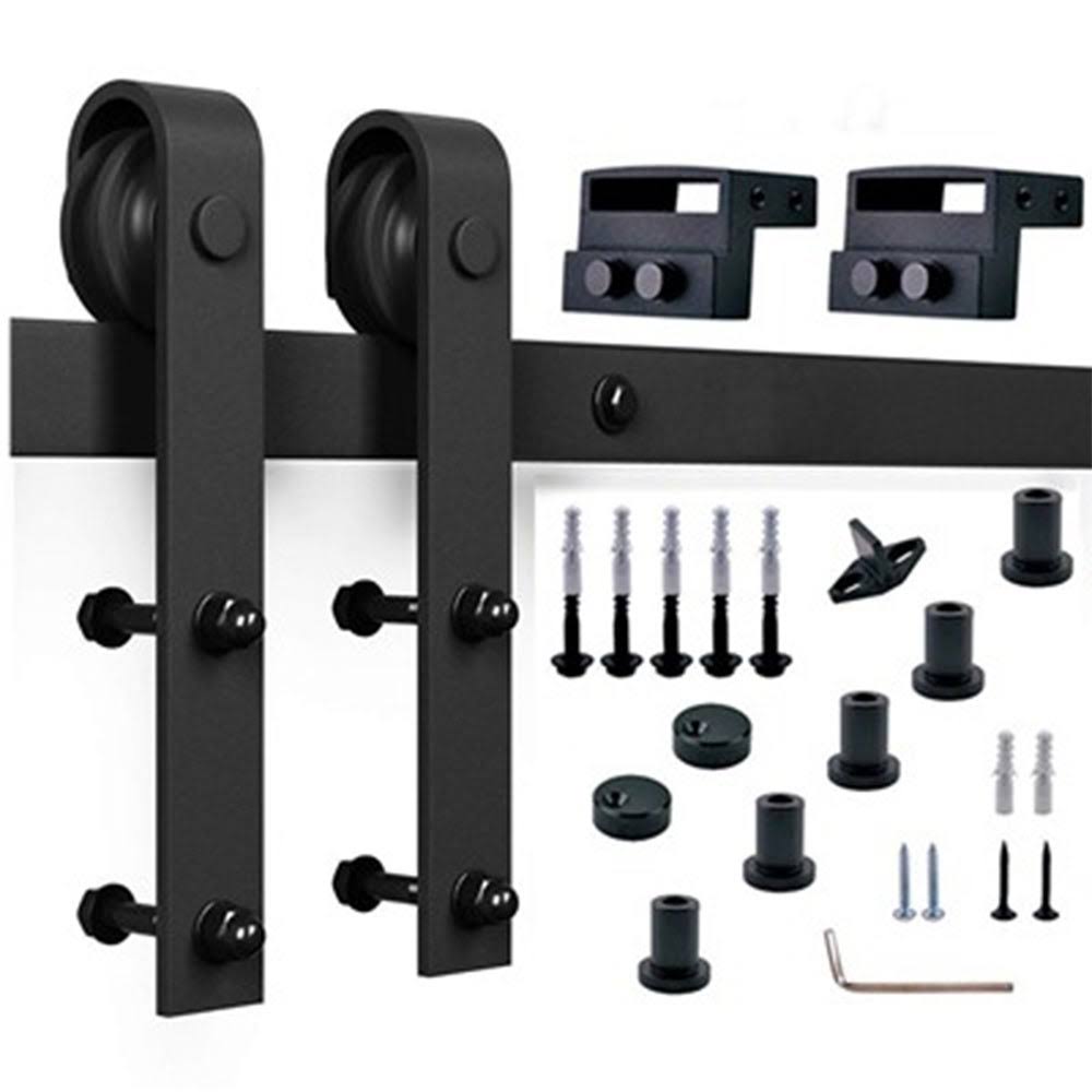 Espresso Paneled Wood Barn Door with Installation Hardware Kit U254
