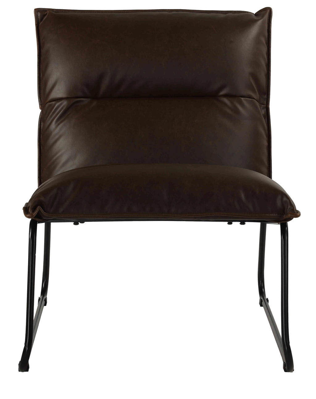 Distressed Brown Faux Leather Accent Chair with Black Metal Legs V73242