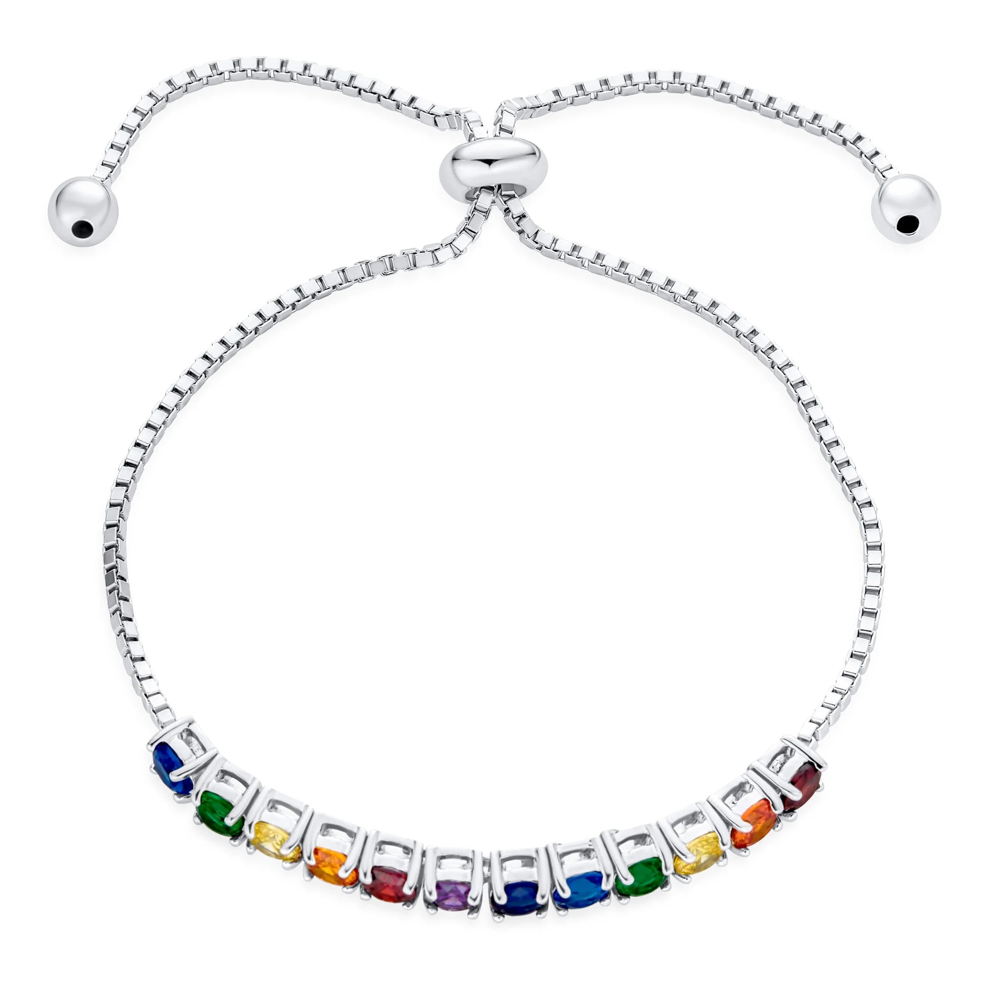 Multicolor CZ Tennis Bracelet Sterling Silver U237