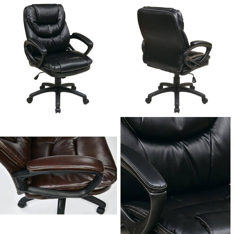 Faux Leather Manager's Chair with Padded Arms Black A87686