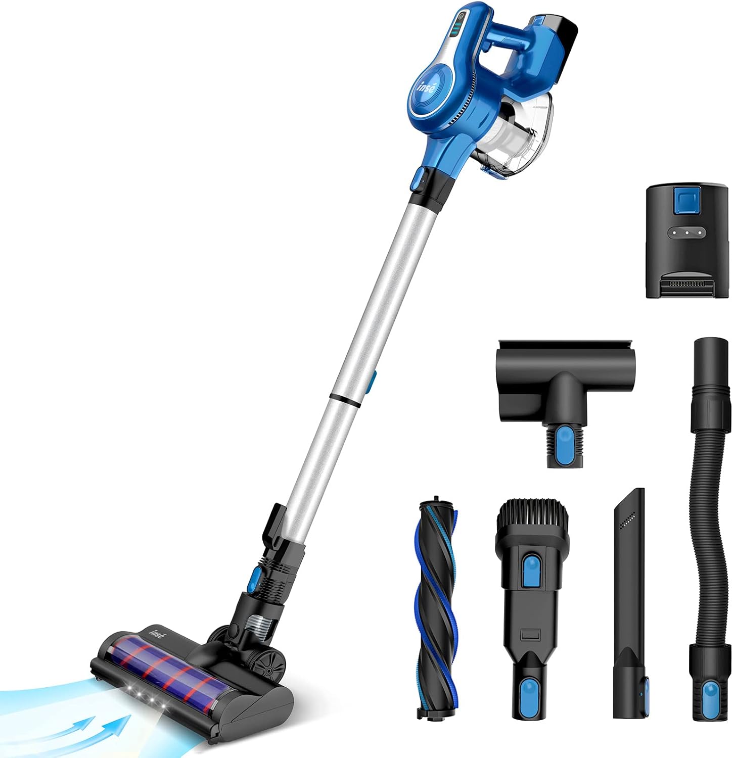 Cordless Stick Vacuum Cleaner, 23Kpa 265W, 45min Runtime, 10-in-1 Lightweight, Blue X8809