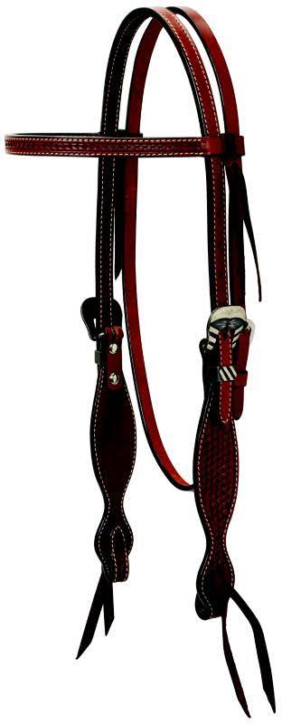 Turq Cross Basket Tooled Browband Headstall A7502