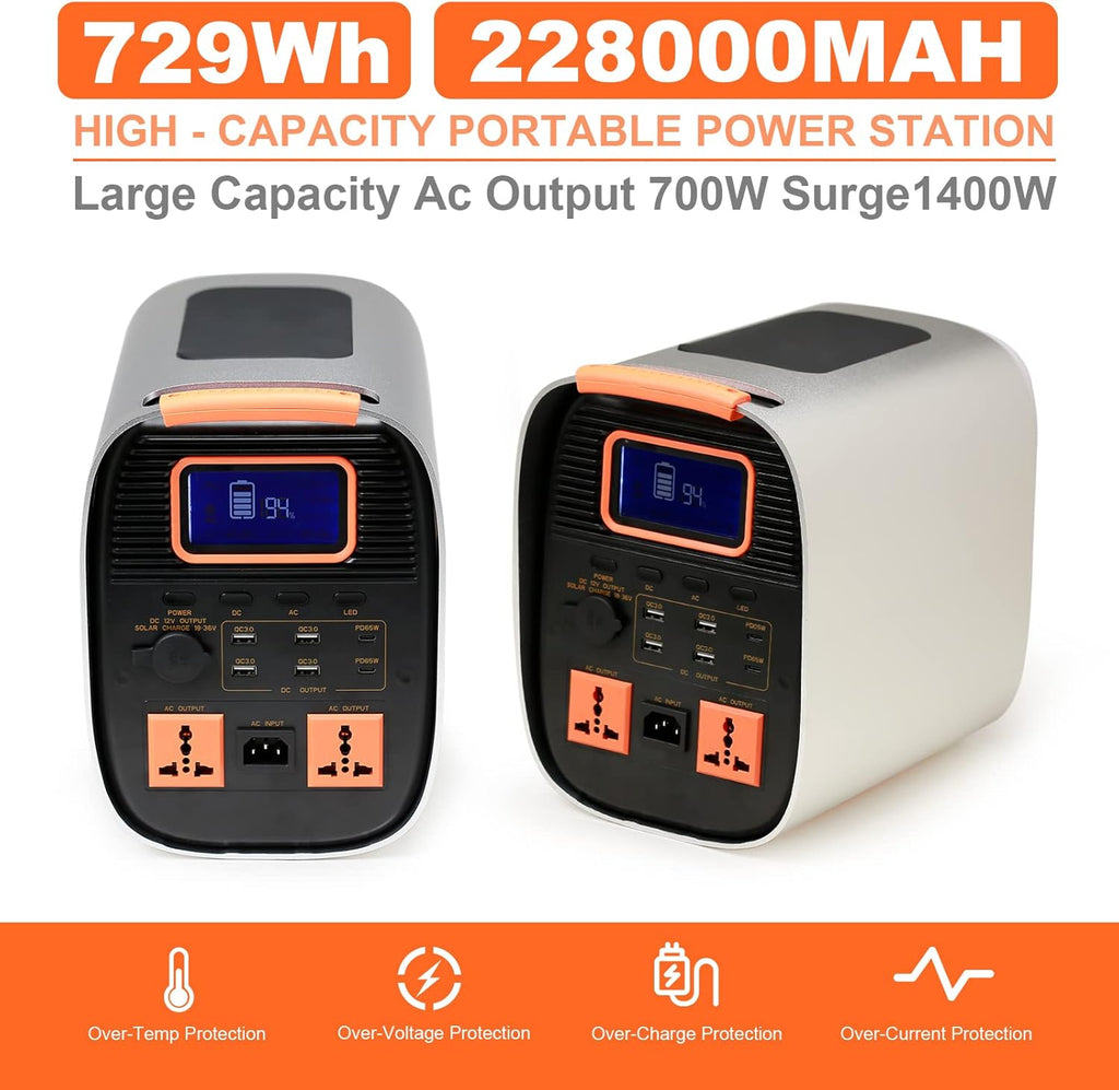 Portable Power Station, 729Wh LifePO4 Battery Solar Generator Z810433