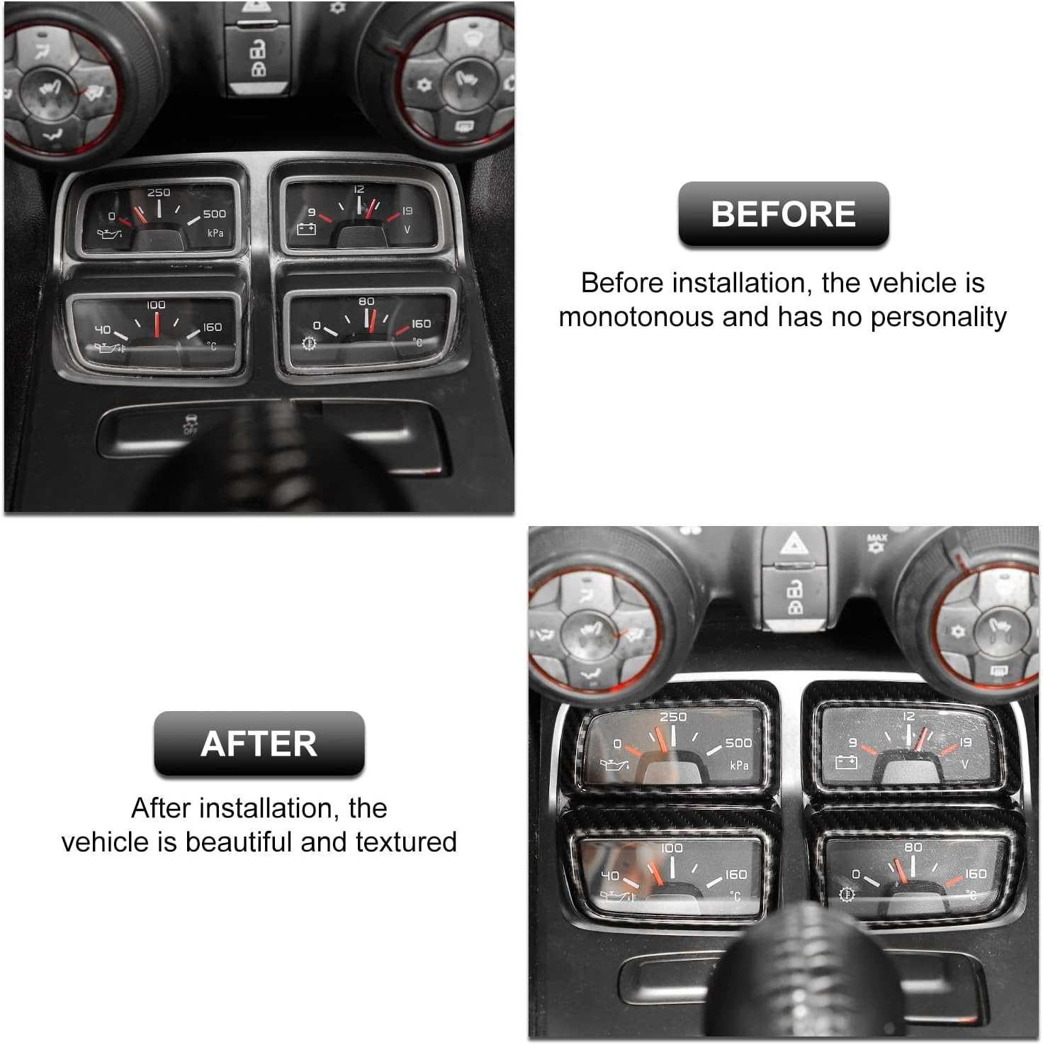 Center Console Dashboard Trim Cover for Chevrolet Camaro 2010-2015, 4PCS Carbon Fiber Grain Y91194