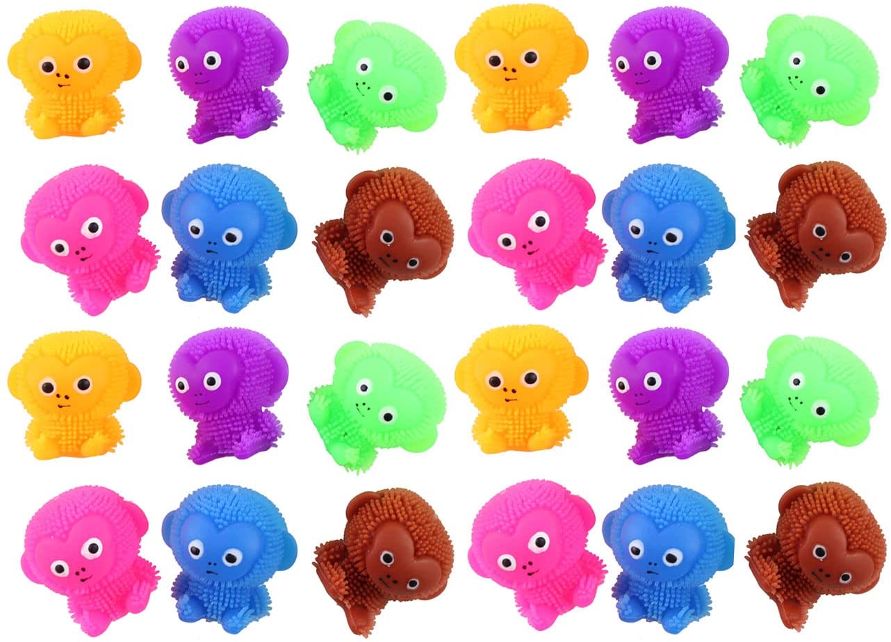 24 Mini Puffer Monkeys Novelty Toy Bulk 2 Dozen I93479