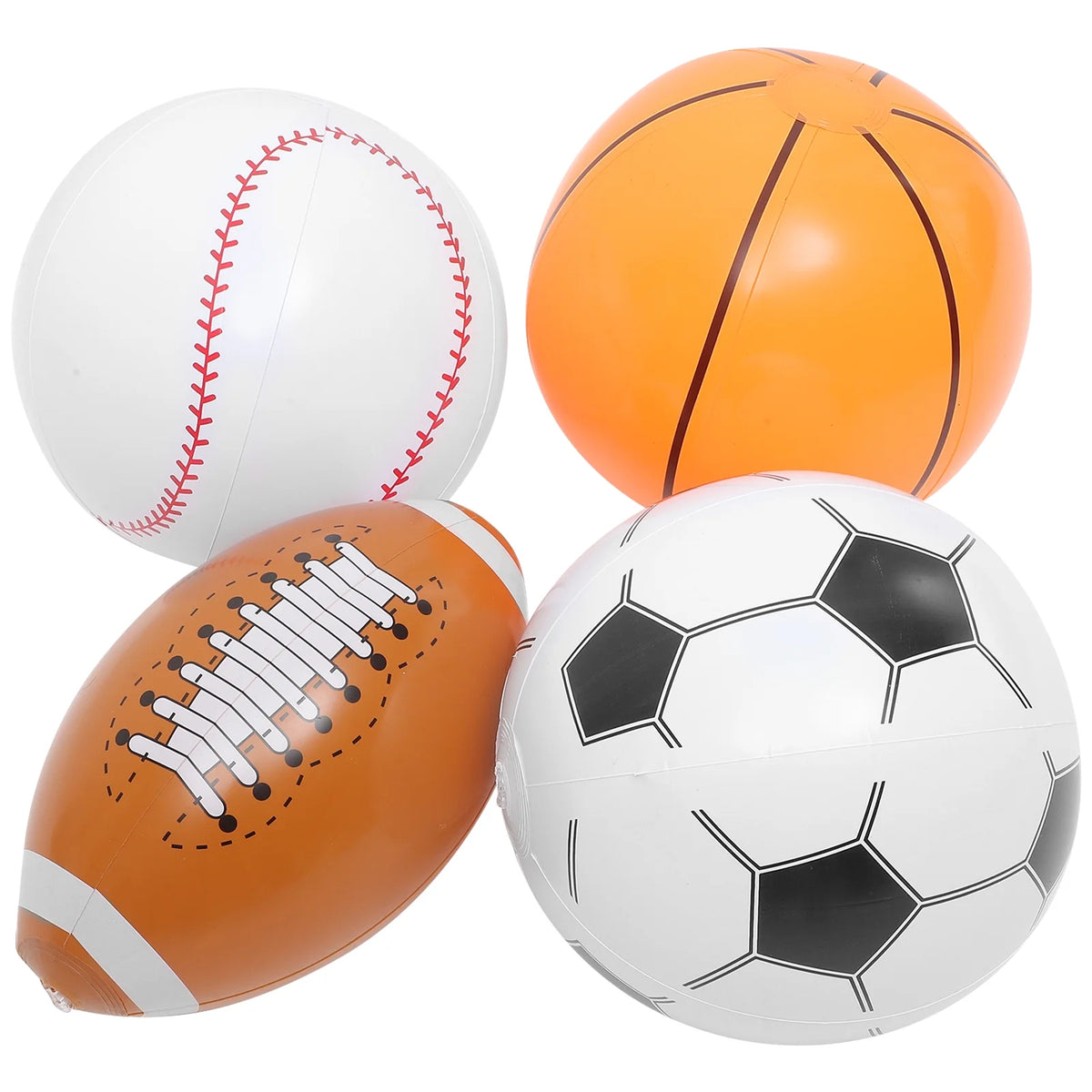 Inflatable Beach Ball Set of 4 Soccer Basketball Baseball A1480