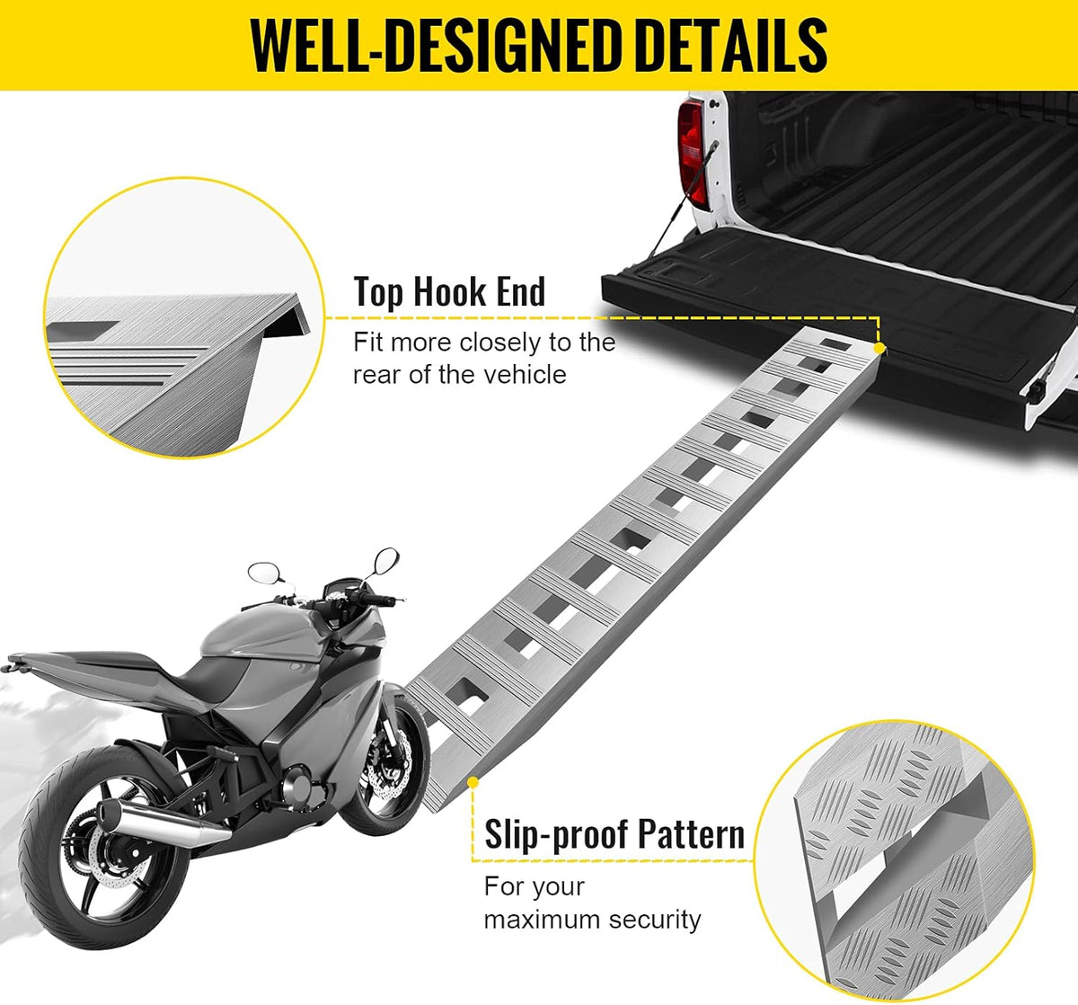 94 X 15 X 2.75 Inch Aluminum 6000LBS Capacity Car Trailer Truck ATV 1 Pair 2 Ramps P1346