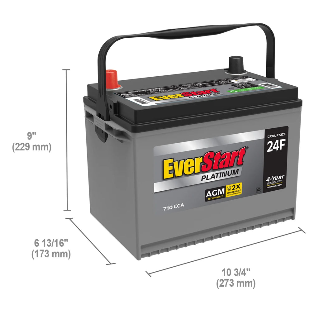AGM Automotive Battery, Group Size 24F 12 Volt, 710 CCA I47430