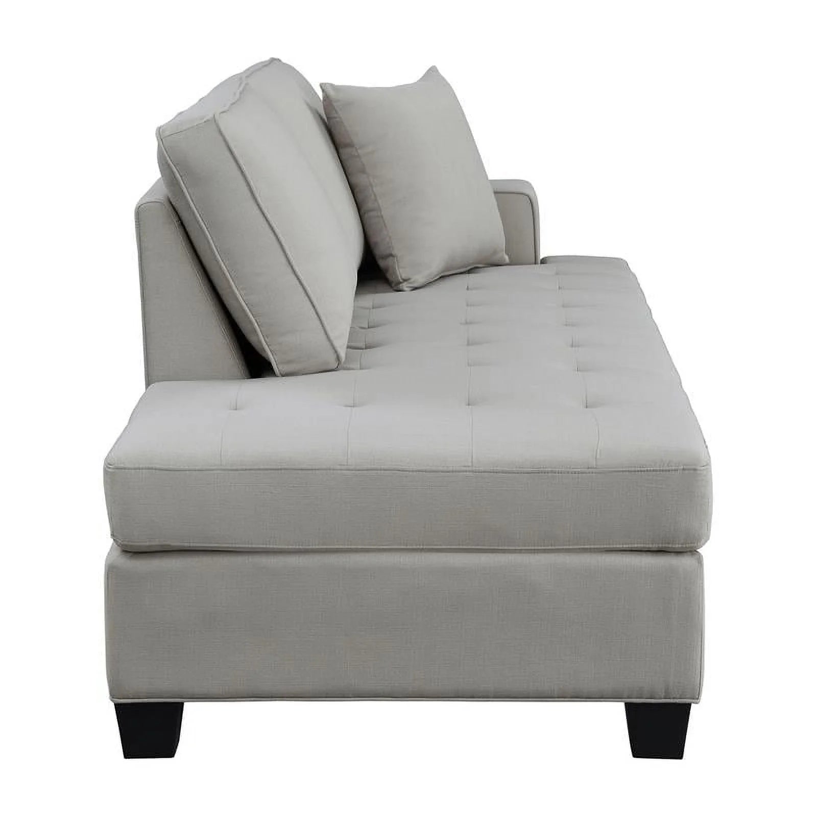 75.5" Transitional Textured Fabric Chaise with 1 Pillow in Gray V9443