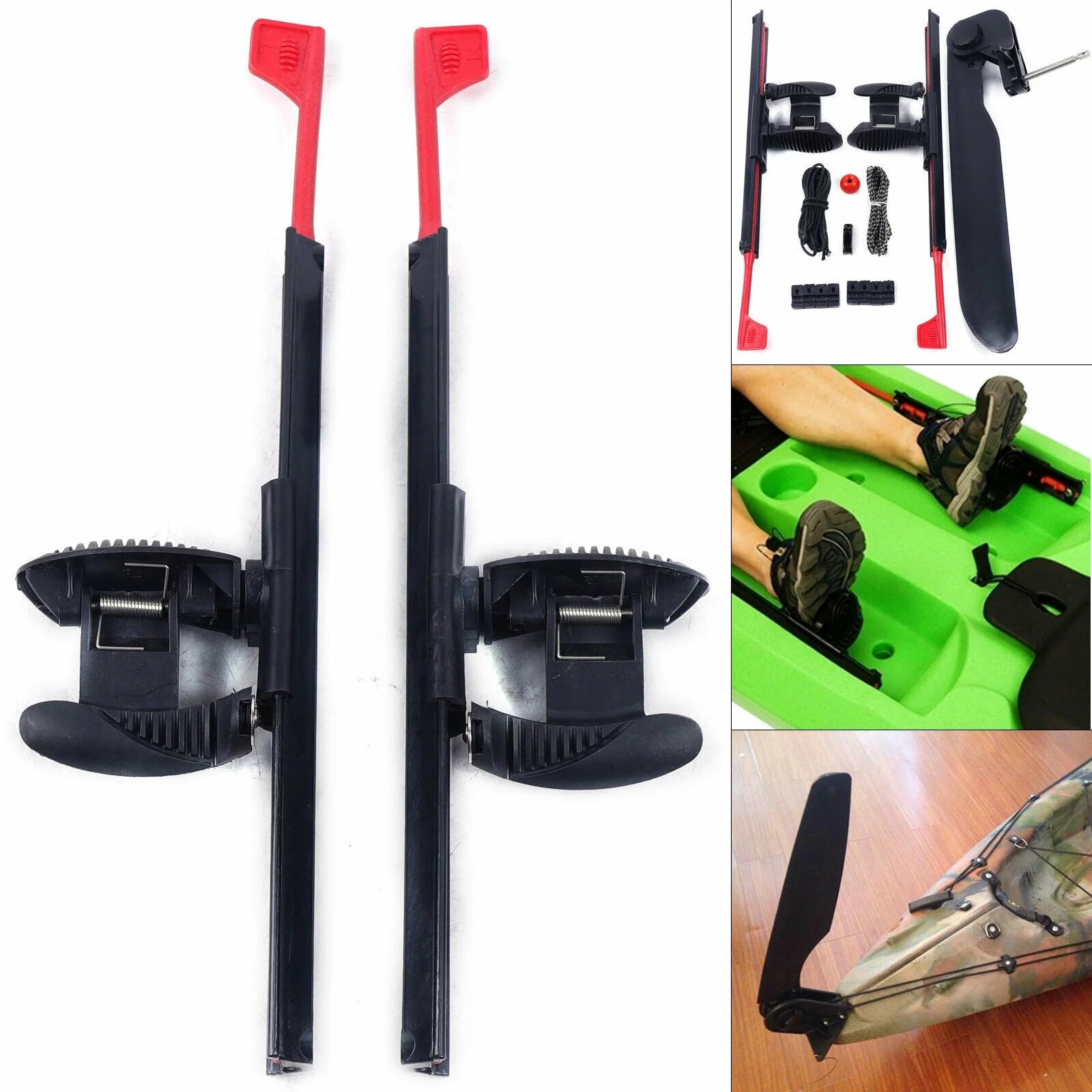 2Pcs Adjustable Kayak Foot Braces Pedals with Rudder Foot Control System Z417