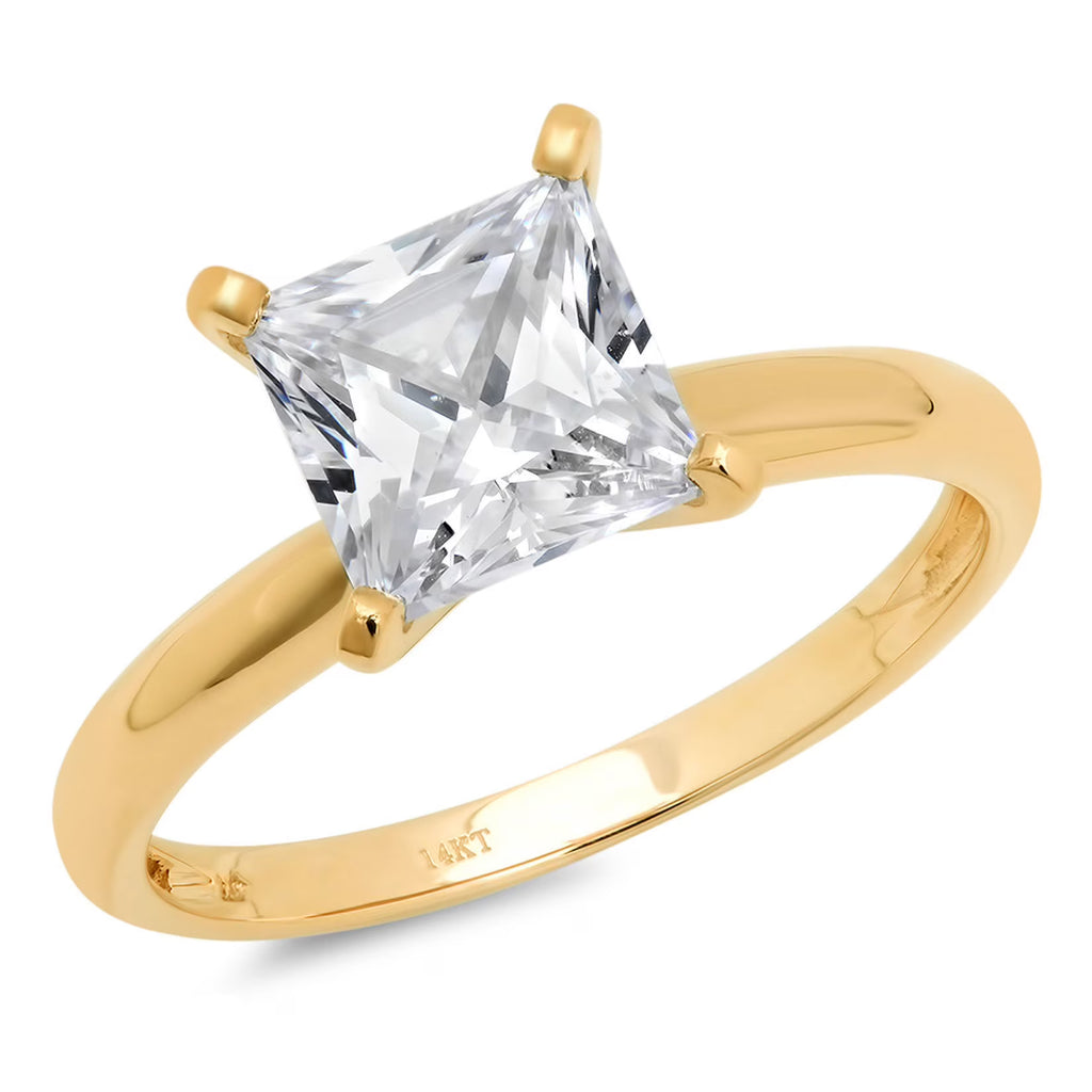 18K Yellow Gold Solitaire Engagement Ring size 3.5 O308
