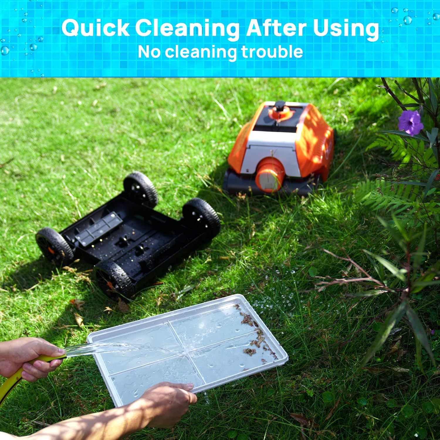 Cordless Robotic Pool Cleaner, Rechargeable Battery, IPX8 Waterproof Automatic Pool Vacuum R651