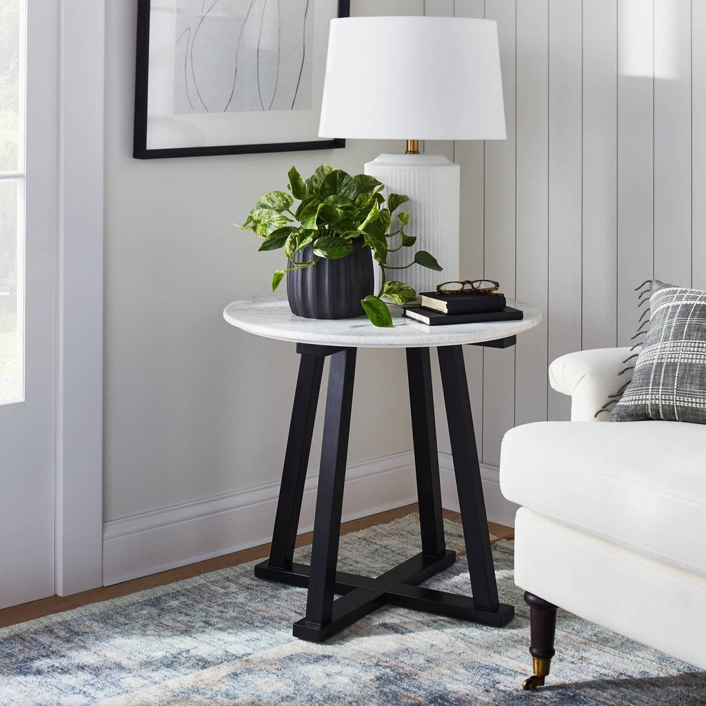 White Marble Accent Table V57512
