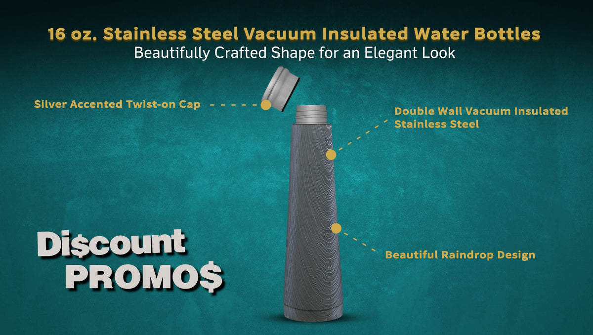 16 oz Vacuum Insulated Water Bottles Set, Rustic Grey J7791