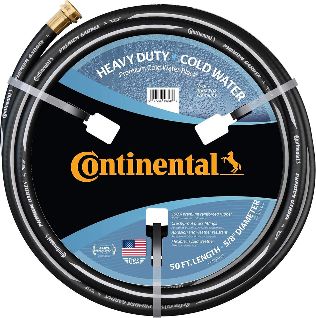 Black Heavy Duty Cold Water Garden Hose, 5/8" ID x 50' Length, Pack of 2 R7888