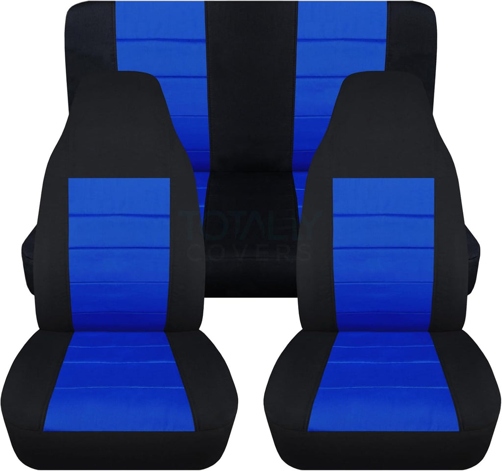 Black & Purple Full Set Front & Rear Seat Covers for 2-Door Jeep Wrangler TJ Q8442