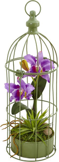 Silk Orchid Arrangement in Decorative Bird Cage Pack of 2 F513413