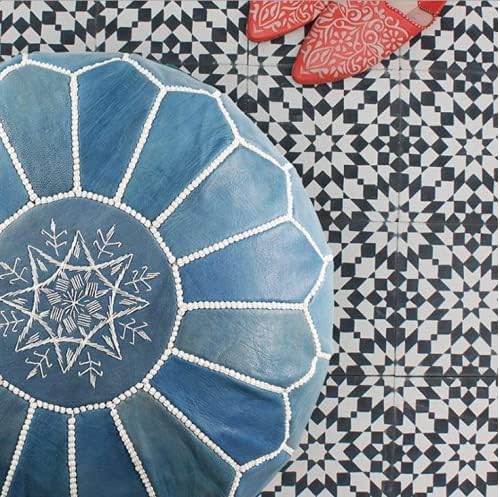 Blue 20 inches Embroidered Genuine Pouf M702