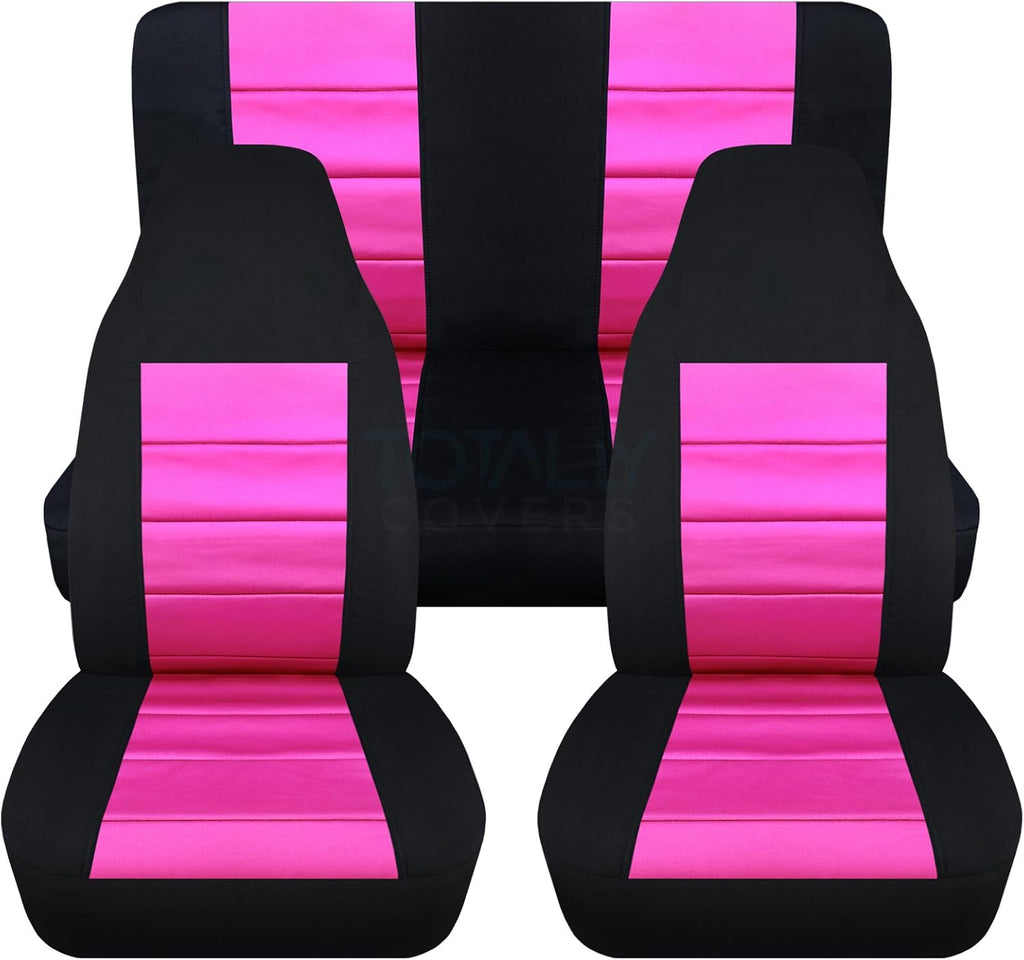 Black & Purple Full Set Front & Rear Seat Covers for 2-Door Jeep Wrangler TJ Q8442