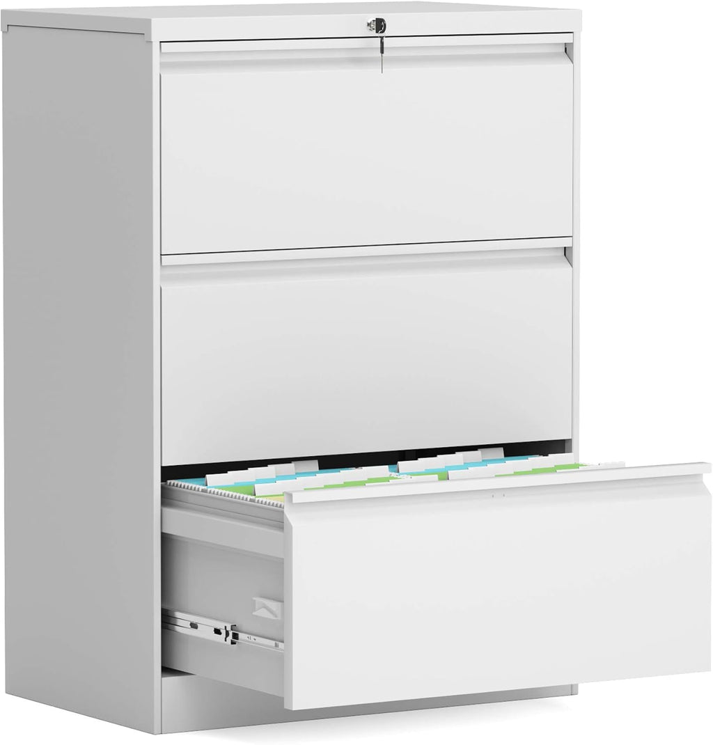 3 Drawer Metal Lateral File Cabinet with Lock W12493