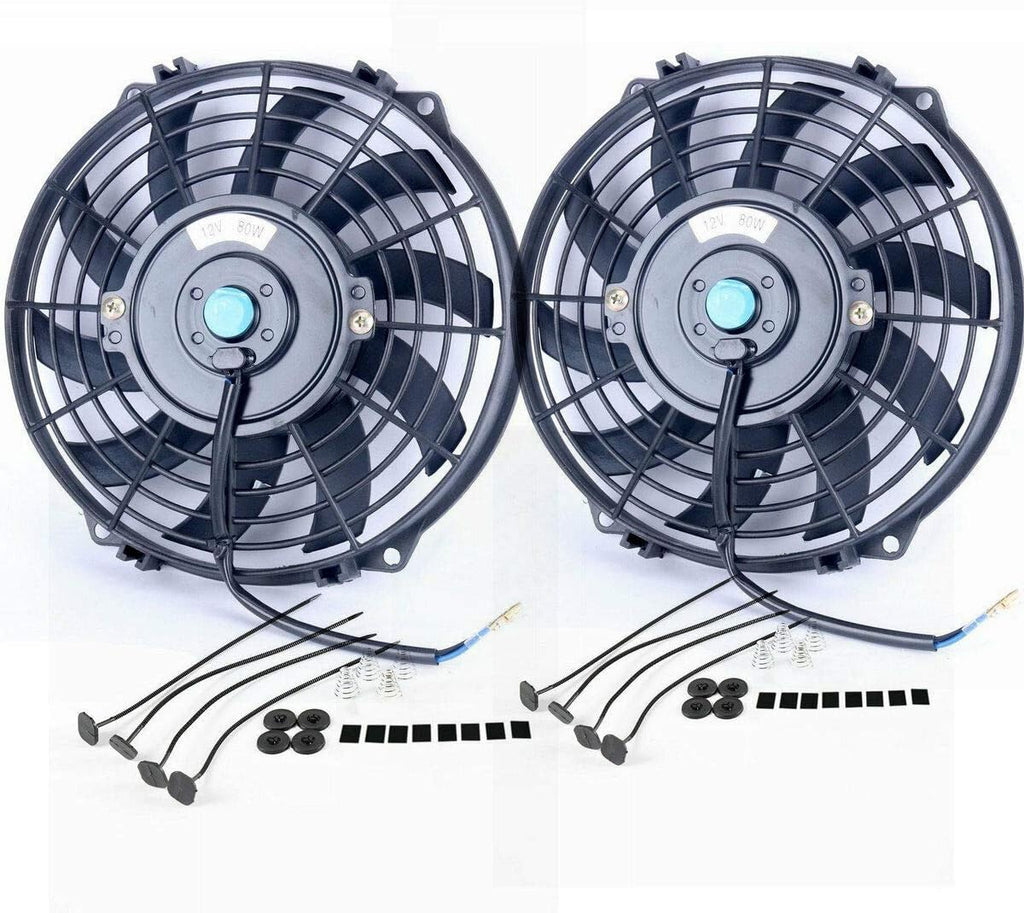 12V Slim Electric Cooling Radiator Fan with Fan Mounting Kit 9" 2-Pack I394436