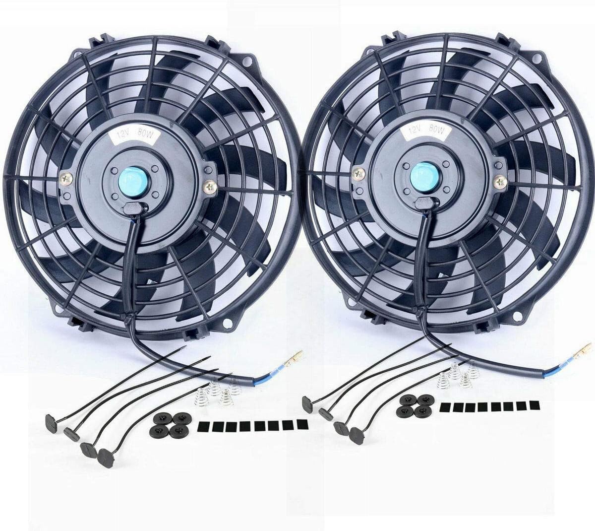 12V Slim Electric Cooling Radiator Fan with Fan Mounting Kit 9" 2-Pack I394436