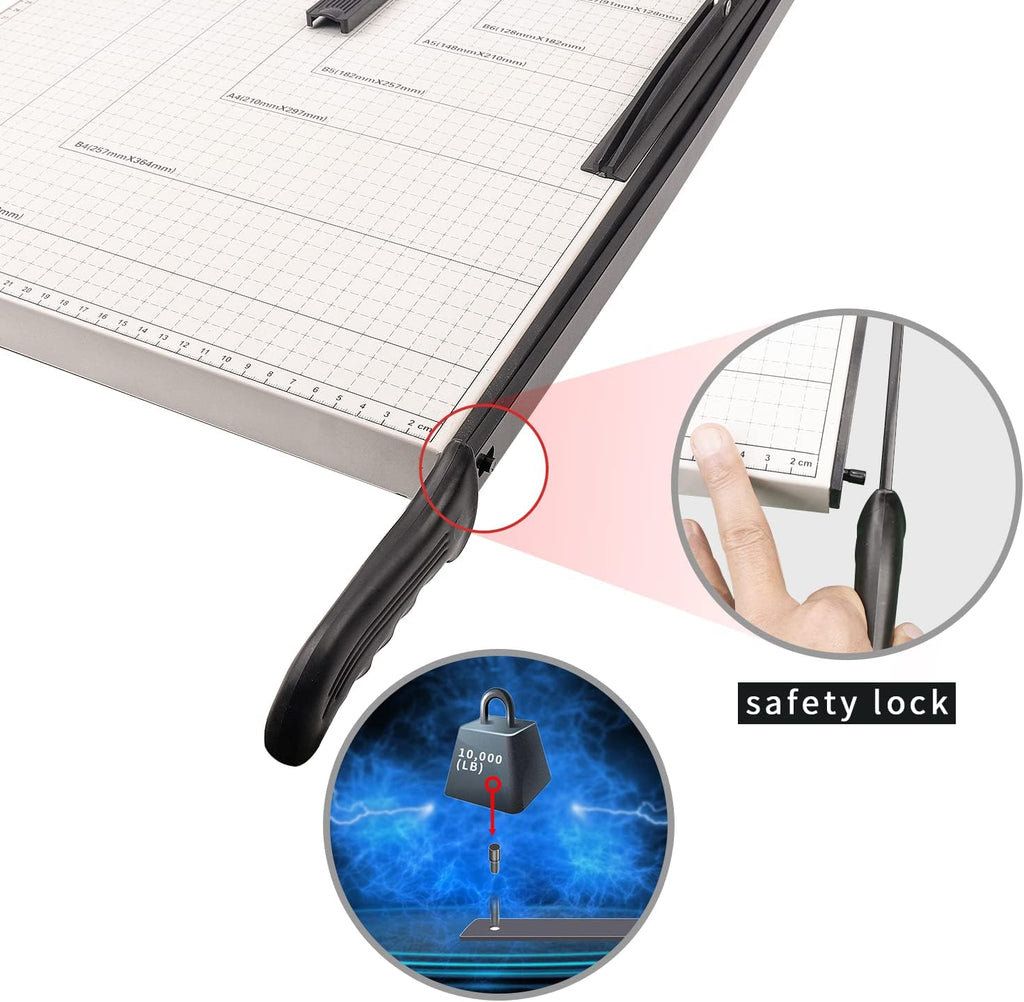 Paper Cutter A3 Guillotine 18” Cutting Length with Guard Rail Safety Blade Lock, 10-Sheet Capacity, Pack of 2 G55448