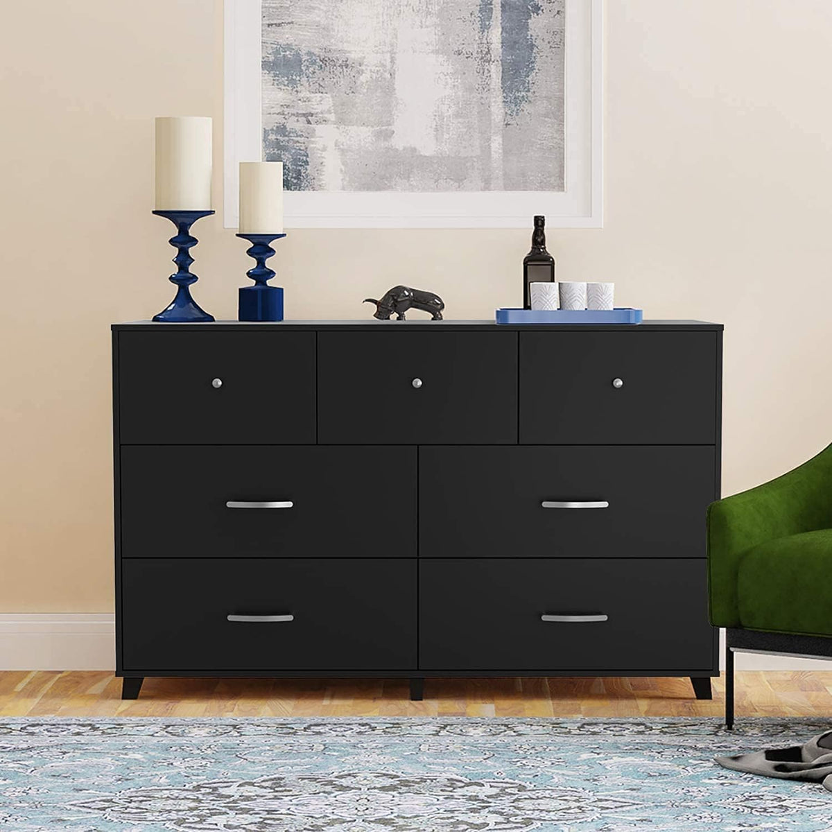 White 7 Drawer Horizontal Dresser V804