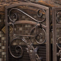 Black Gold Finish Floral Iron Fireplace Screen Y14692