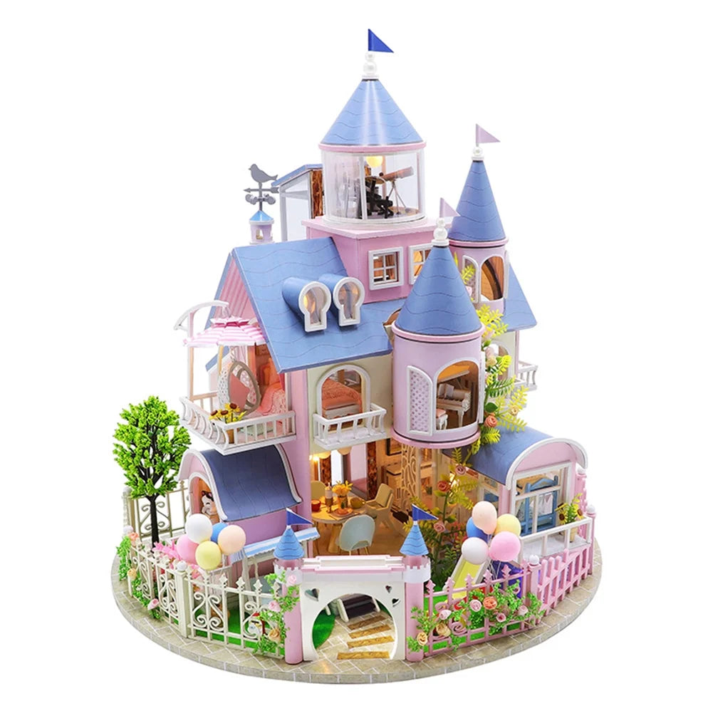 Miniature 3D Wooden Dollhouse Kit with LED M101