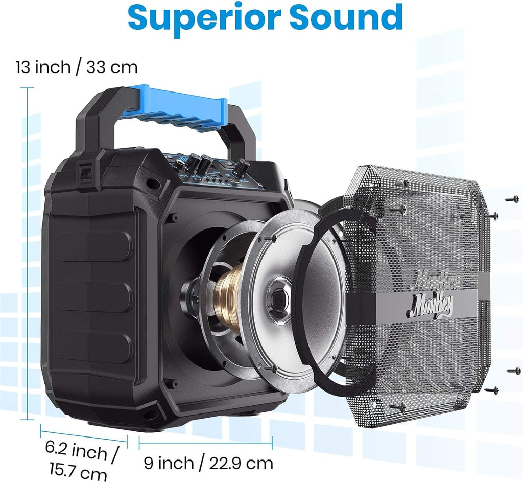 Karaoke Machine Speaker with Bluetooth Portable PA Stereo System W124
