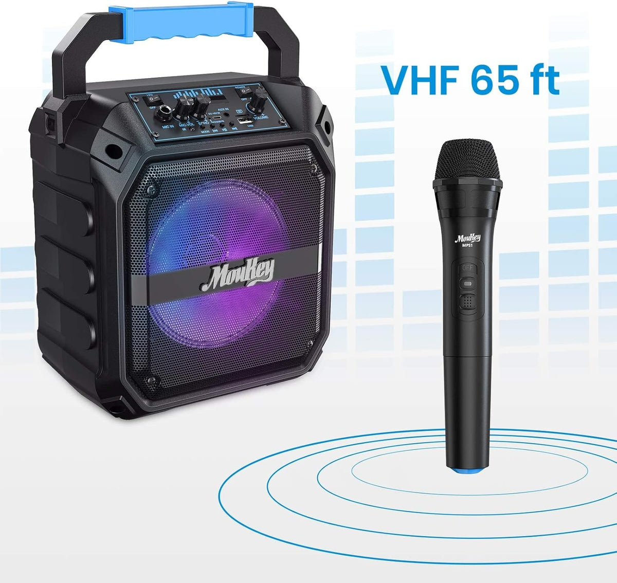 Karaoke Machine Speaker with Bluetooth Portable PA Stereo System W124