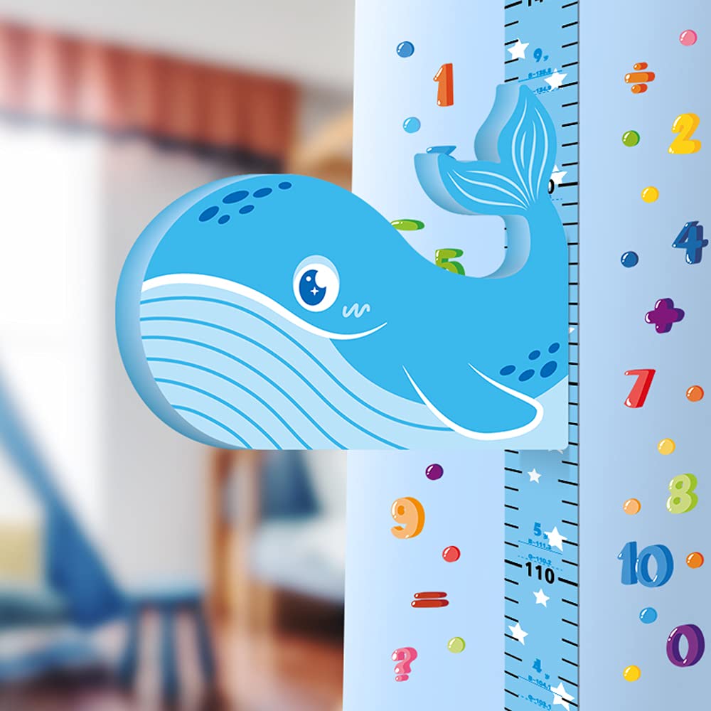 3D Dolphin Kids Measuring Chart with Average Height Line X470