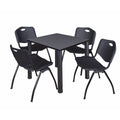 Grey Black Square Breakroom Table with 4 Stack Chairs K4071