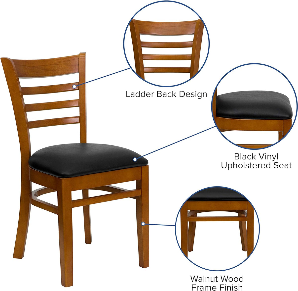 Black Vinyl Seat Ladder Back Chair W8369