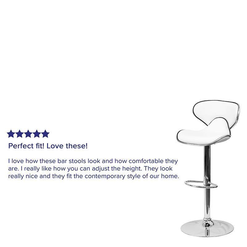 White Vinyl Adjustable Height Barstool with Chrome Base H9113