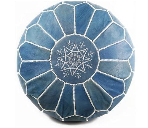 Blue 20 inches Embroidered Genuine Pouf M702