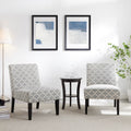 3pc Gray Fabric Upholstered Side Table and 2 Chairs H633493