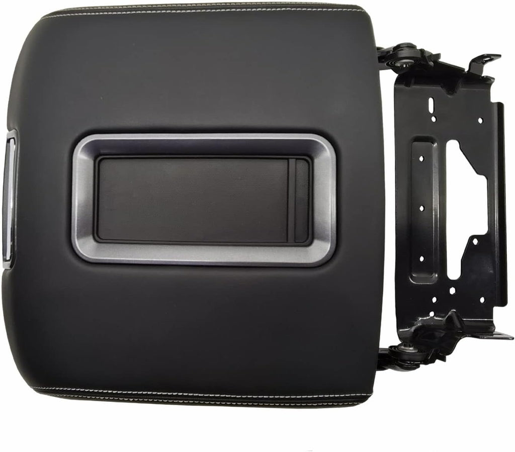 Center Console Armrest Lid with Steel Bracket Black Leather K390
