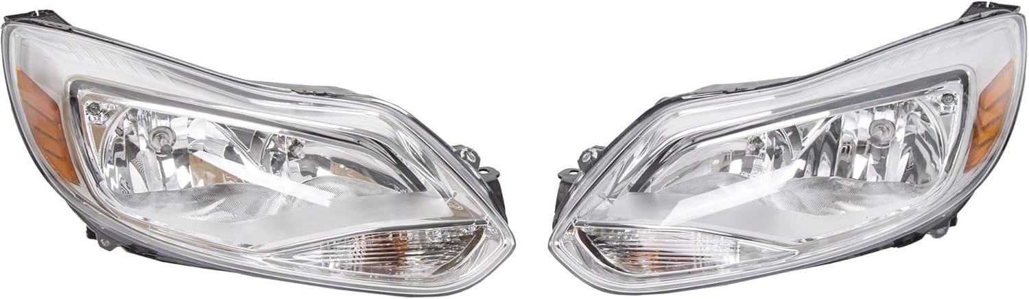 Chrome Housing Halogen Headlights for 2012-2014 Ford Focus L232
