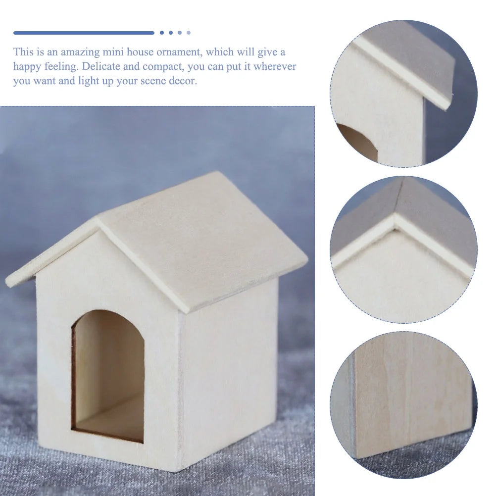 Miniature House Model Wood Ornament U7206