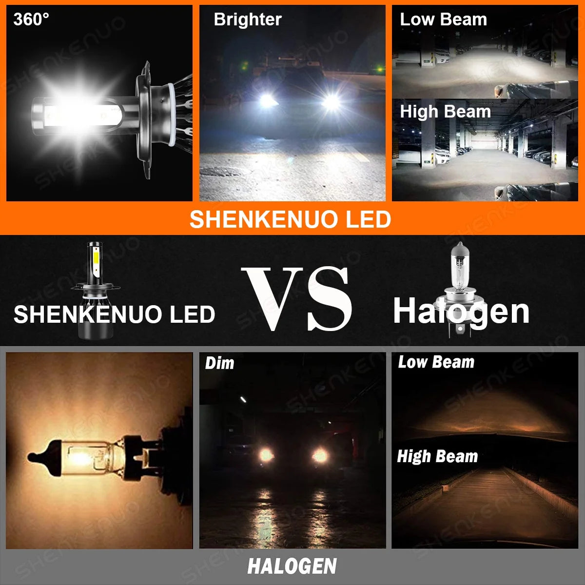 H4 High&Low Beam H11 Fog Light LED Headlight Bulbs 4pcs B627