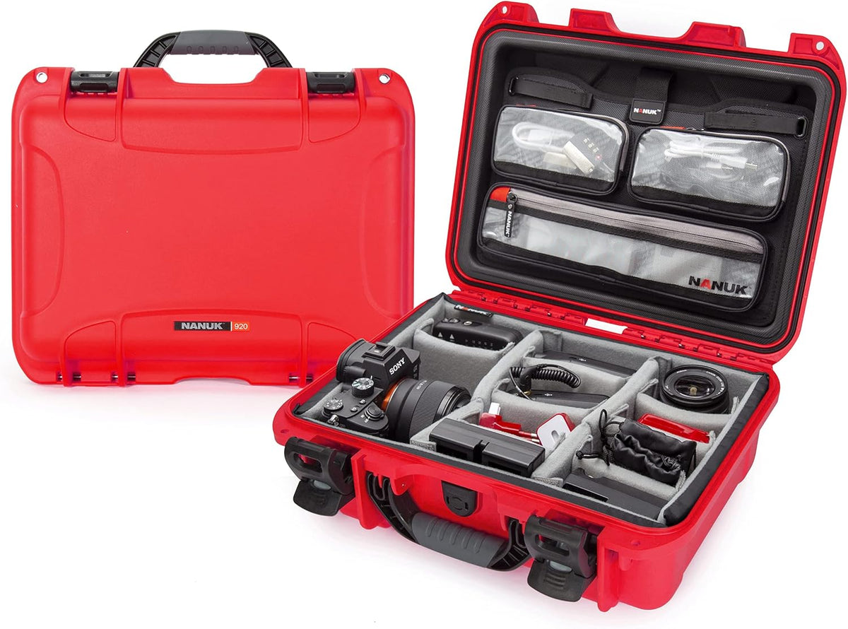 Red Waterproof Hard Case with Padded Dividers S223896