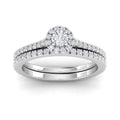 10k White Gold Diamond Halo Bridal Set Engagement Ring T42389