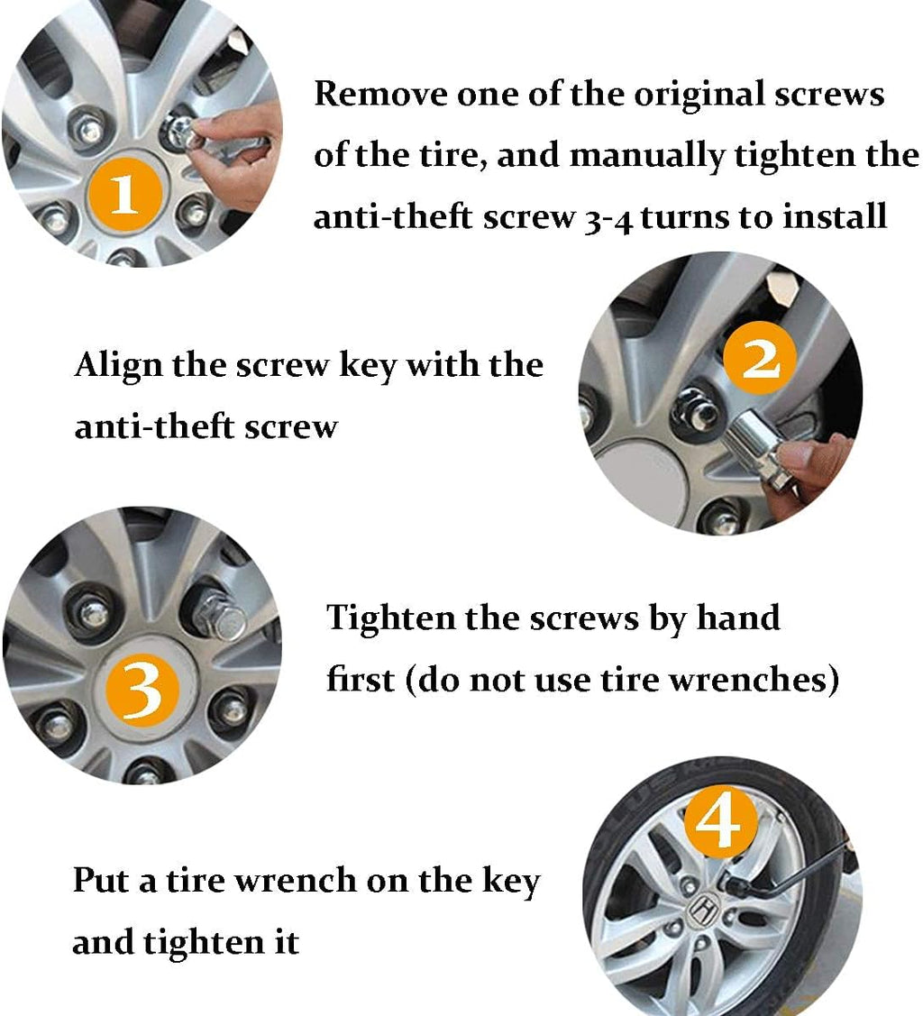 Wheel Locking Nuts Set of 4 with Wheel Lock Key Pouch Pack of 2 T17264