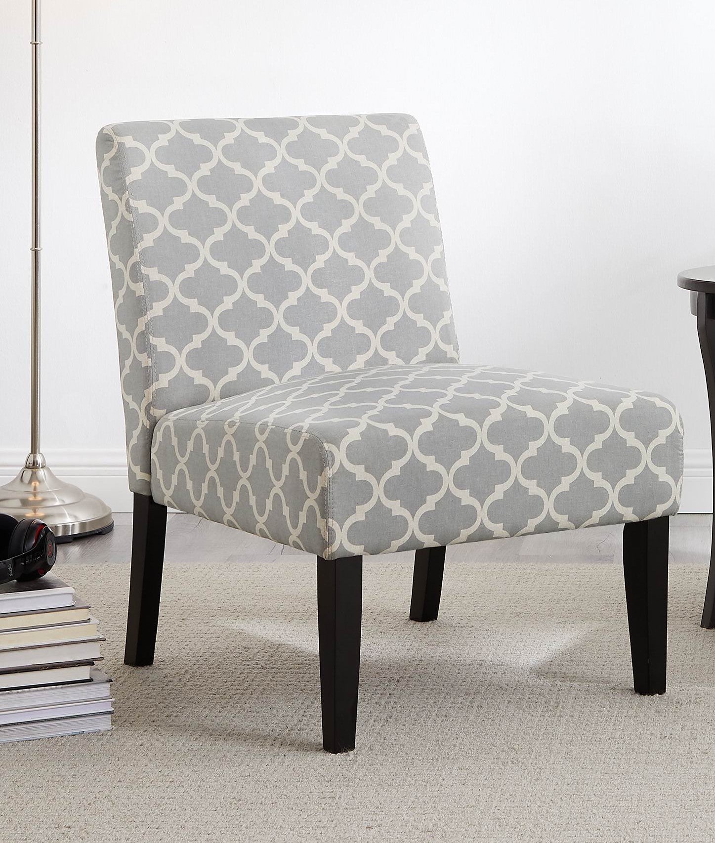 3pc Gray Fabric Upholstered Side Table and 2 Chairs H633493