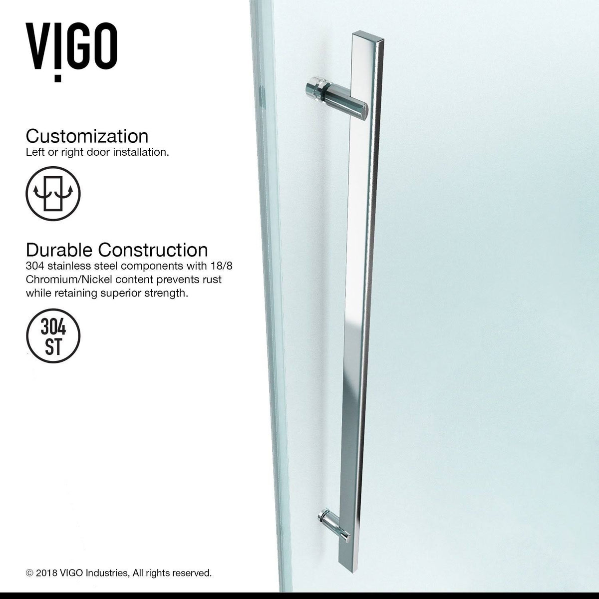 Adjustable Frameless Sliding Tub Door in Stainless Steel E5373
