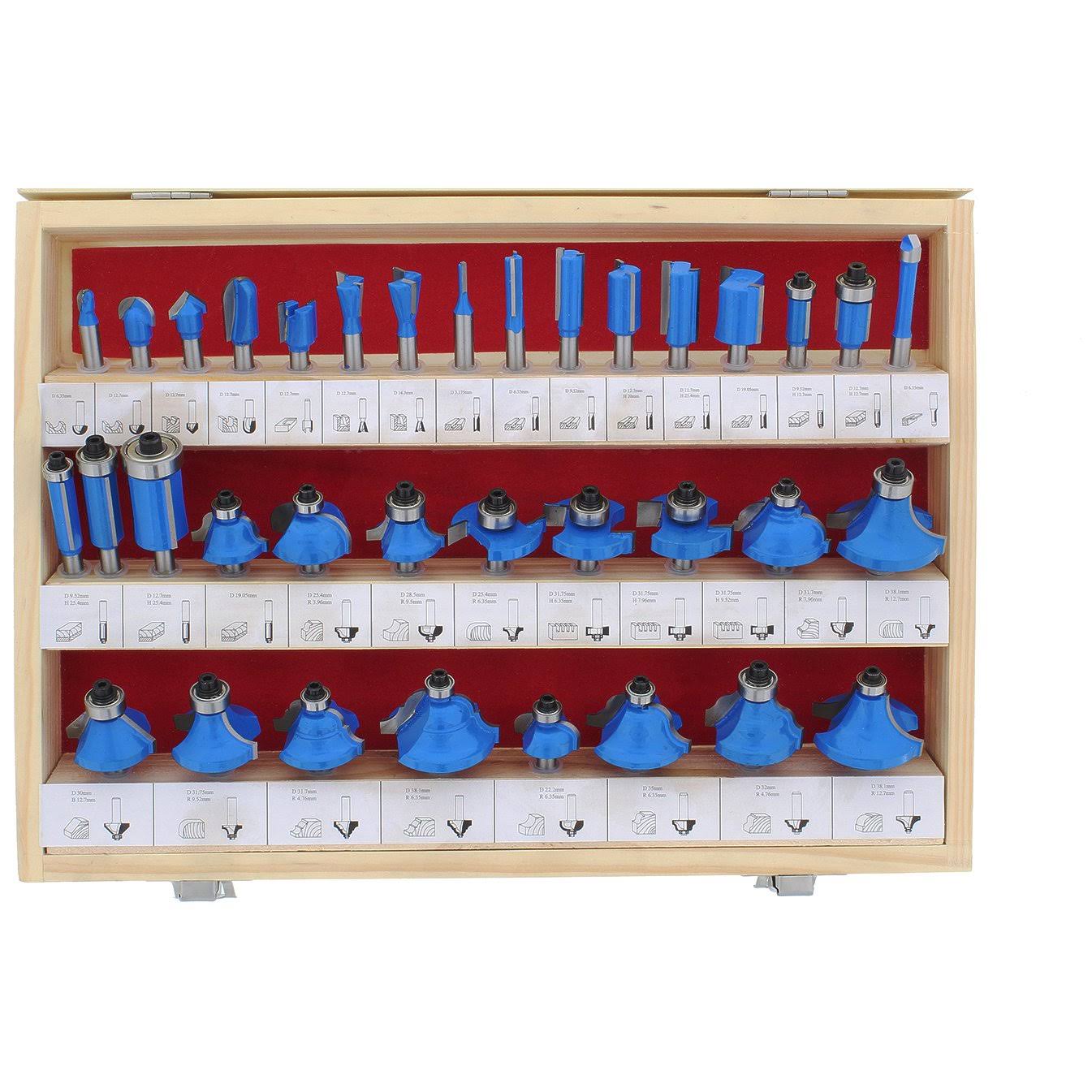 35-Piece Tungsten Carbide Router Bit Set with 1/4x22 inch Shank G79236