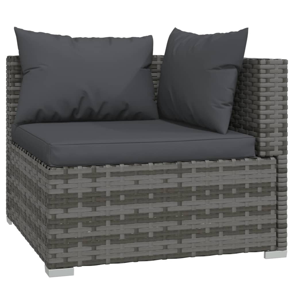 9 Piece Poly Rattan Outdoor Sectional Sofa Set with Anthracite Cushions Steel Frame A865066