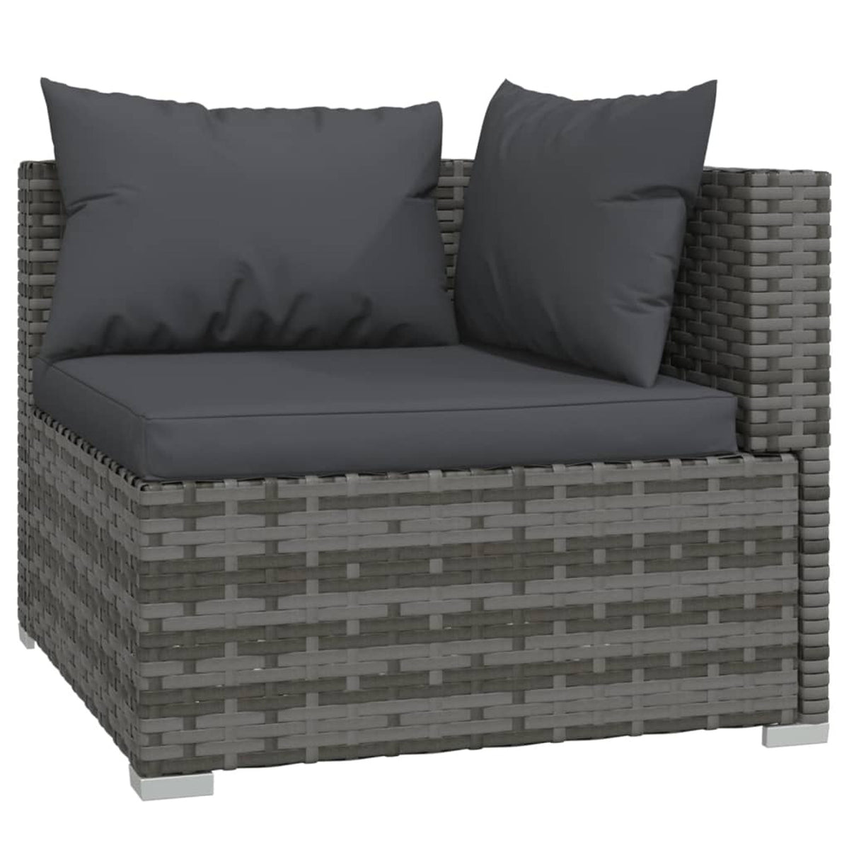 9 Piece Poly Rattan Outdoor Sectional Sofa Set with Anthracite Cushions Steel Frame A865066